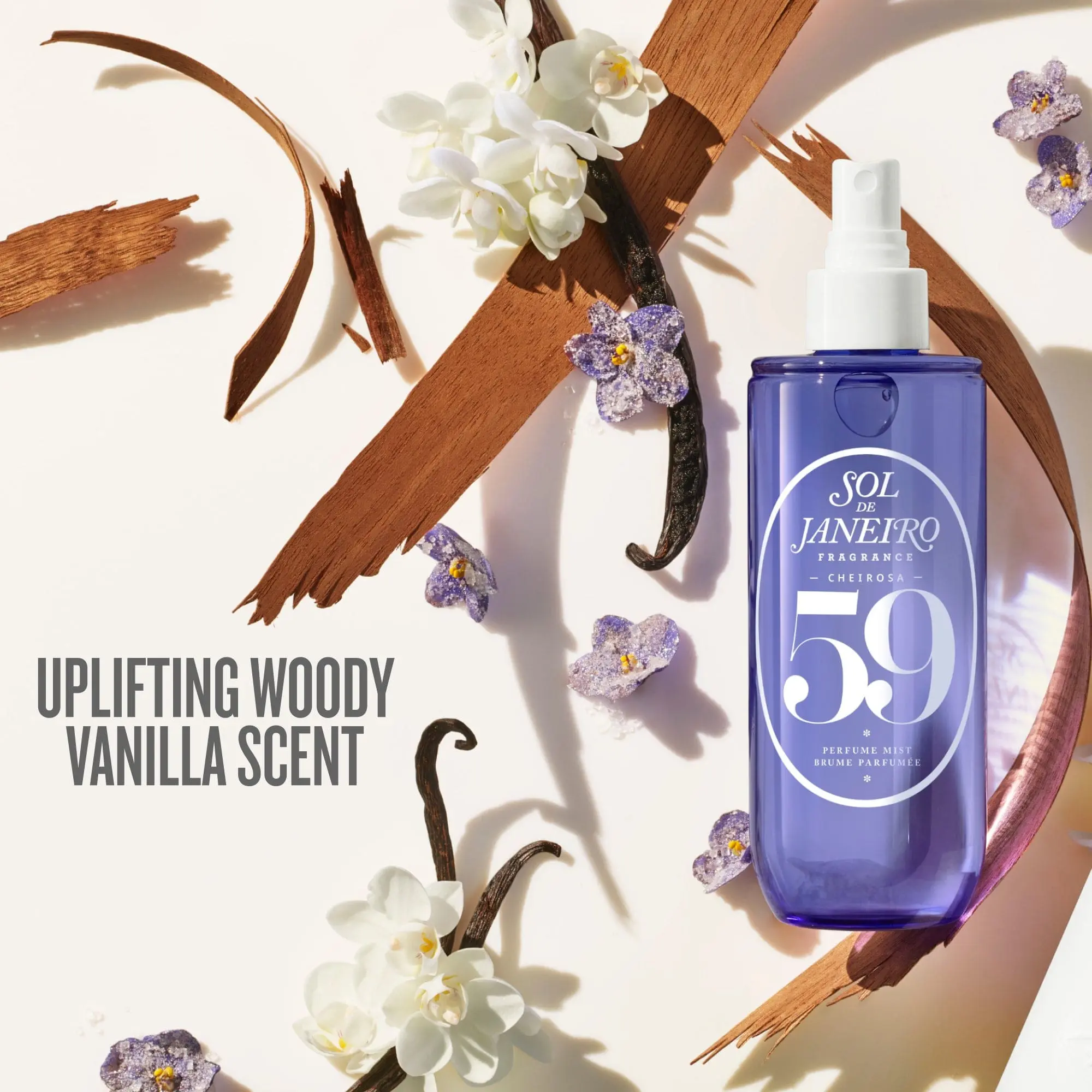 Sol de Janeiro Cheirosa 59 Delícia Drench Hair & Body Perfume Mist, Enchanting Floral Gourmand Scent with Vanilla Orchid & Sheer Sandalwood, Enchanting Fragrance, Aromatic Luxurious Fragrance
