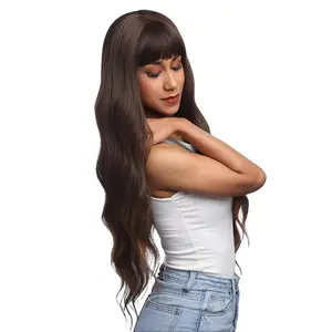 Lady Grayy Hazelnut Brown with Sunkissed Ends Water Wave Synthetic Wig 30" with Cap Included Heat-Resistant Kanekalon Fiber Pre-Styled for Daily Wear or Special Occasions #18 *37 @16 FSGB