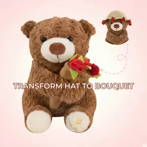 Magic Bloom Plush Rose Bear – Valentine’s Day Surprise Gift for Her | Soft Plush Flower Bouquet Teddy with Blooming Reveal Box | Romantic Gift for Girlfriend, Wife & Mom | Cute Decorative Plush Toy