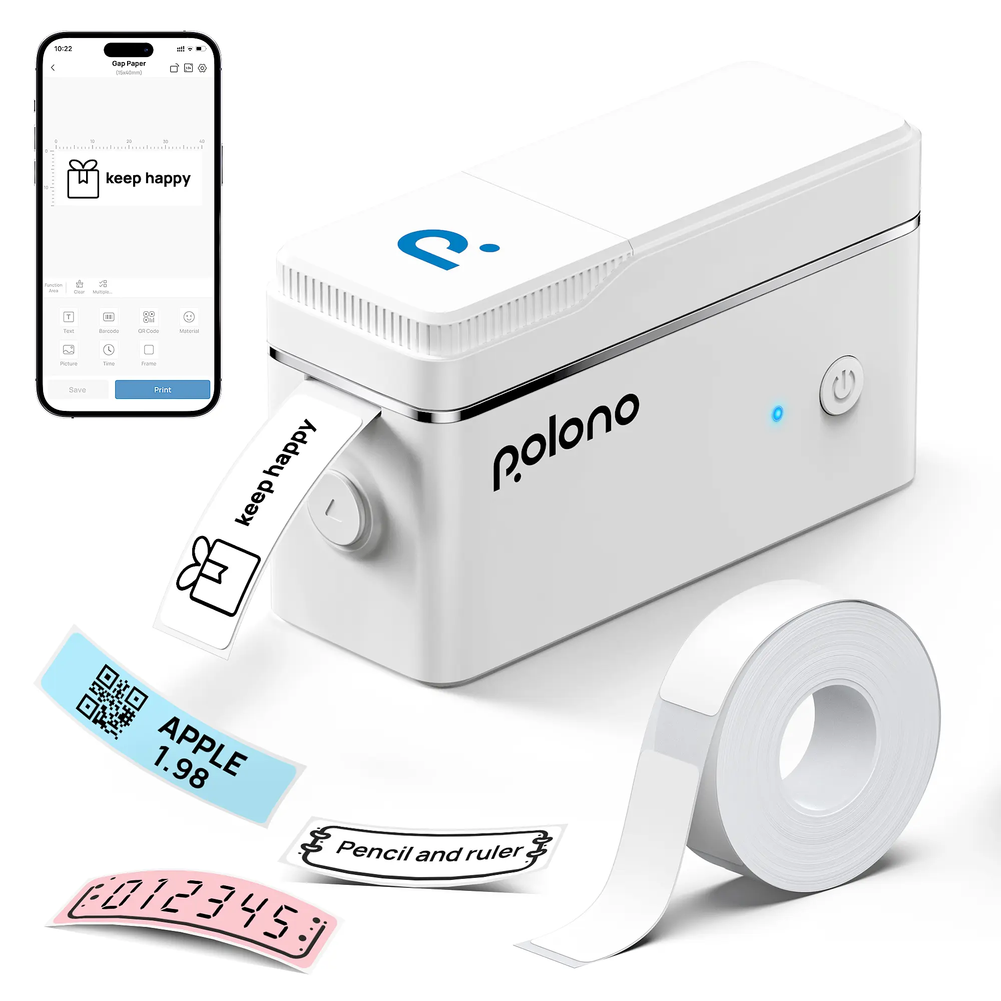 POLONO P31S Portable Bluetooth Thermal Label Maker, Inkless Sticker Printer with Tape, Wireless Mini Printer for Home & Office Use