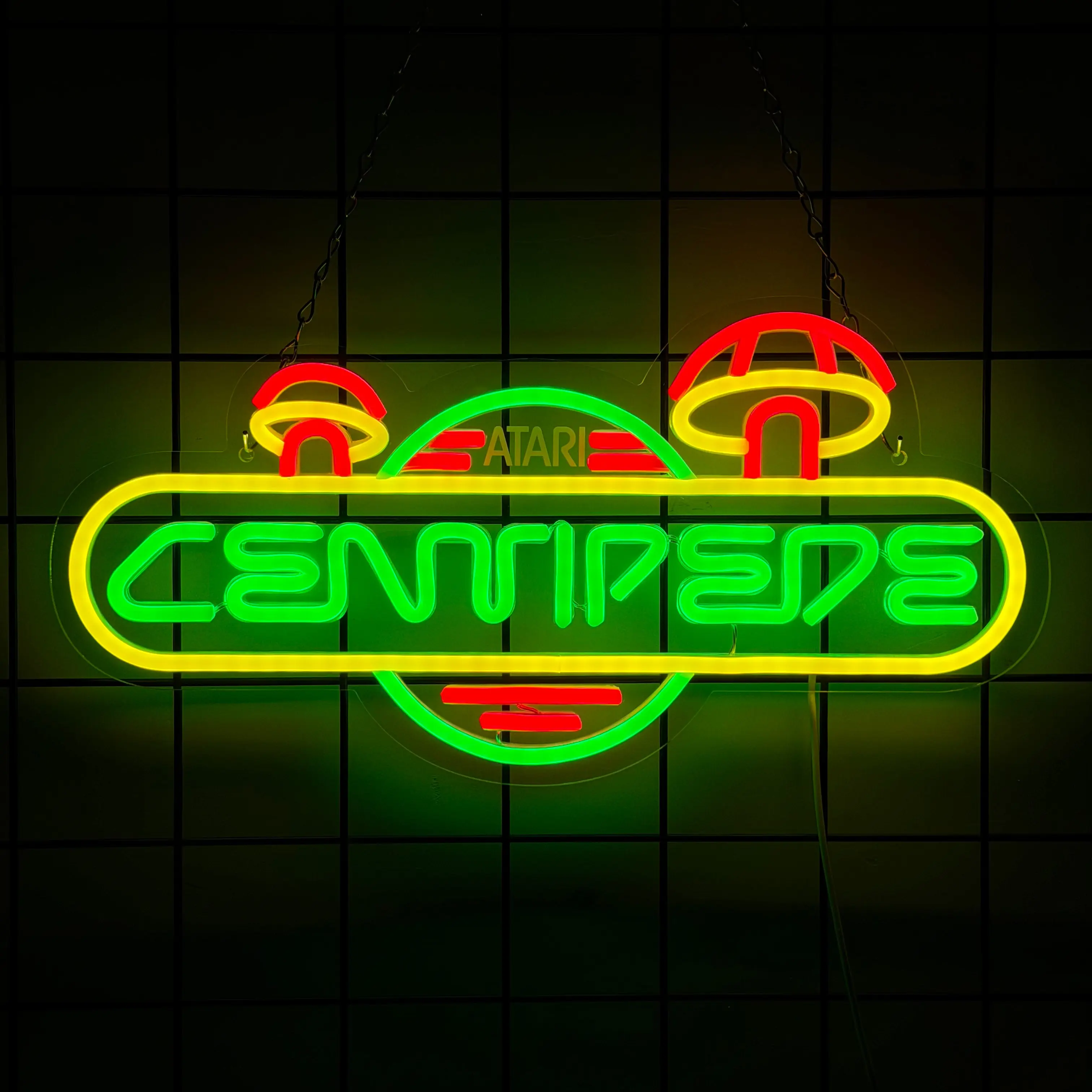 Atari Centipede Neon Sign - 16×7.9 in Retro Arcade LED Electronic Light, Acrylic Panel USB-Powered Decorative Home Decor Lighting, Gaming Room Wall Light for Man Cave, Bar