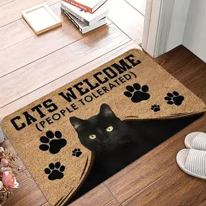 Cat Paw Pattern Welcome Door Mat, Non-slip Soft Floor Mat, Decorative Carpet for Home Living Room Bedroom Kitchen, Home Decor