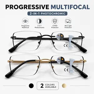 Progressive Multifocal Photochromic Reading Glasses for Men Women, Light Adaptive Readers with Blue Light Filtering, HD Clear Lens for Reading, Computer & Daily Use