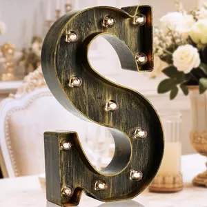Golden Black LED Marquee Letter Sign - Industrial Vintage Style Lighted Decorative Lights, Graduation-Themed Decor, Home & Cafe Decoration, Size S, Graduation-Themed Decorative Lights