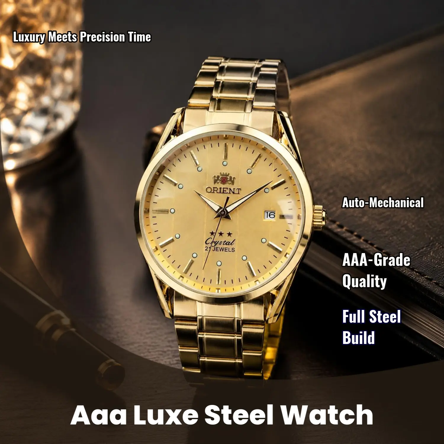 Pearlora AAA-Grade Men's Luxury Stainless Steel Automatic Mechanical Watch with Tourbillon Movement, Sapphire Crystal Glass, Calendar Dial, Practical High-End Functionality, Luxury Meets Precision Time, Automatic Mechanical Movement