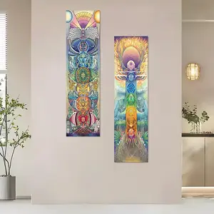 Mandala Floral Pattern Wall Tapestry, 2 Counts/set Spiritual Mandala Artistic Wall Art, Wall Hanging Decor for Home Living Room Bedroom