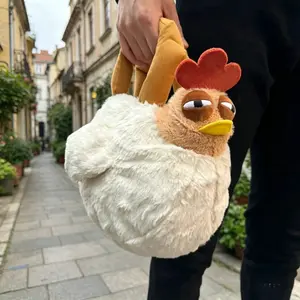 Cute Chicken Plush Tote Bag, Funny Grumpy Hen Shoulder Bag, Viral Fluffy Handbag for Daily & Commute