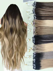 Micro Loop Human Hair Extensions, Balayage Micro Loop Ring Extensions, Straight Weft Grade, for Volume & Length, Natural Look, Human Hair Bundles