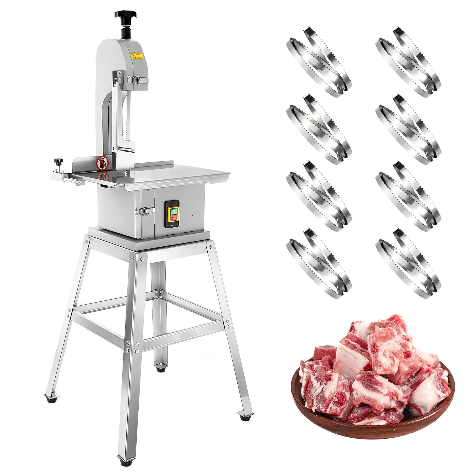 Meat Cutting Bandsaw Machine, 1000W Electric Bone Saw for Butchering with 19" x 14" Stainless Steel Workbench, 8 Saw Blades, 0.04-3.9" Cutting Thickness, Frozen Meat Cutter for Ribs tools gadgets