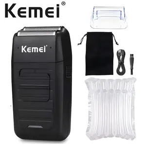 Kemei KM-1102 Electric Rechargeable Shaver with Whitening Tip | Reciprocating Dual-Head Blade + Close Shave | Professional Salon Whitening Tool | Smooth and Tight Shave | Essential for Men's Grooming/Barbers[One unit in bubble wrap package]