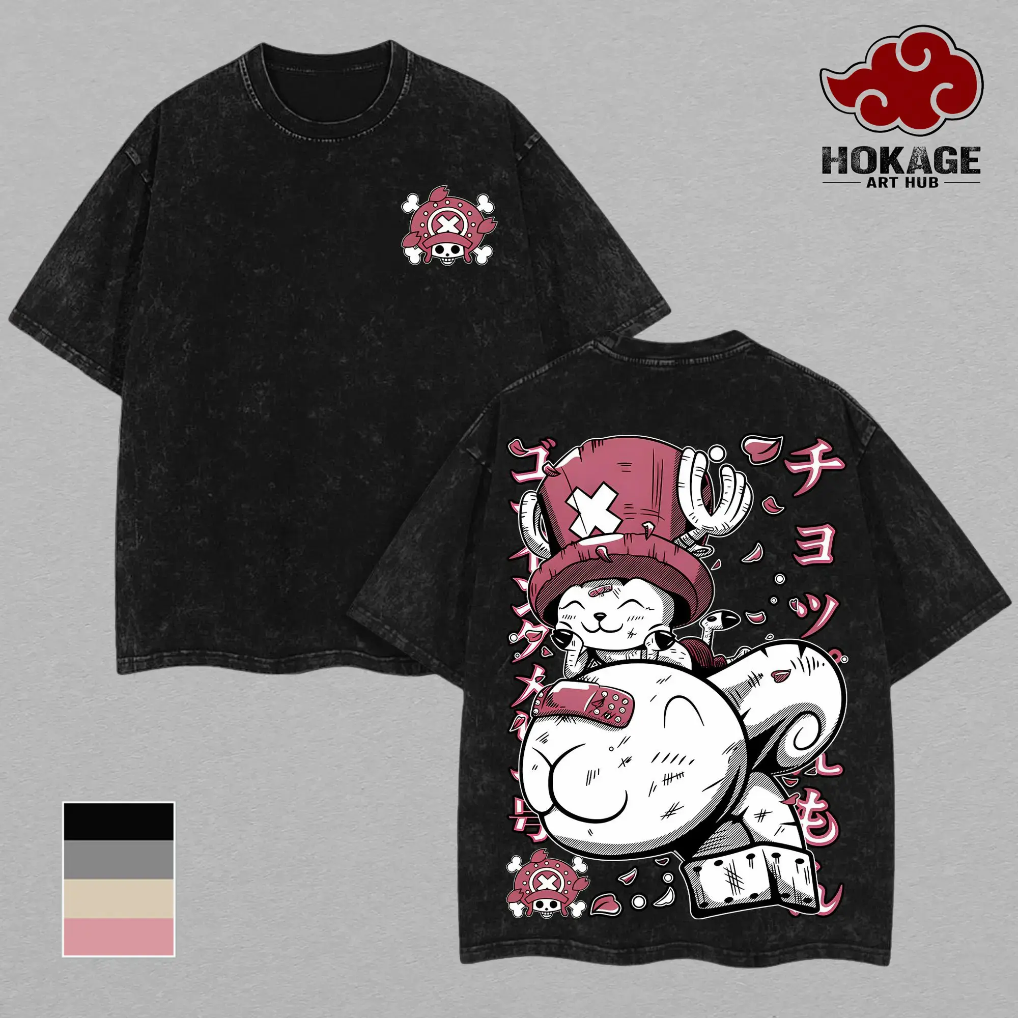 Vintage Washed Chopper & Going Merry Graphic Tee, Heavyweight Cotton Double Sided Anime Shirt for Men Women, 90s Streetwear Casual Oversized Gym Top, Cute Pirate Crew Merch Retro Japanese Manga Tshirt, Trendy Otaku Apparel & Best Anime Gifts!