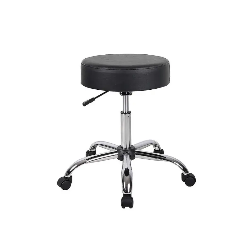 Nicer Furniture AP540-BK Caressoft Vinyl Medical Drafting Stool - Pneumatic Lift Adjustable Height, Black, 360° Spin Stools, Casters, 250 lbs Weight Capacity, Assembly Required