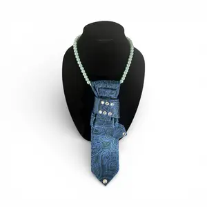 Midnight Paisley Elegance Tie with Unique Blue Paisley Design and Silver Studs for Stylish Outfits