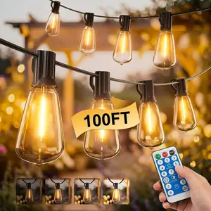 【GLEAM】100FT Solar String Lights, Waterproof & Shatterproof, 8 Modes with Dusk to Dawn and Dimmable, Great for Patio, Porch, or Garden