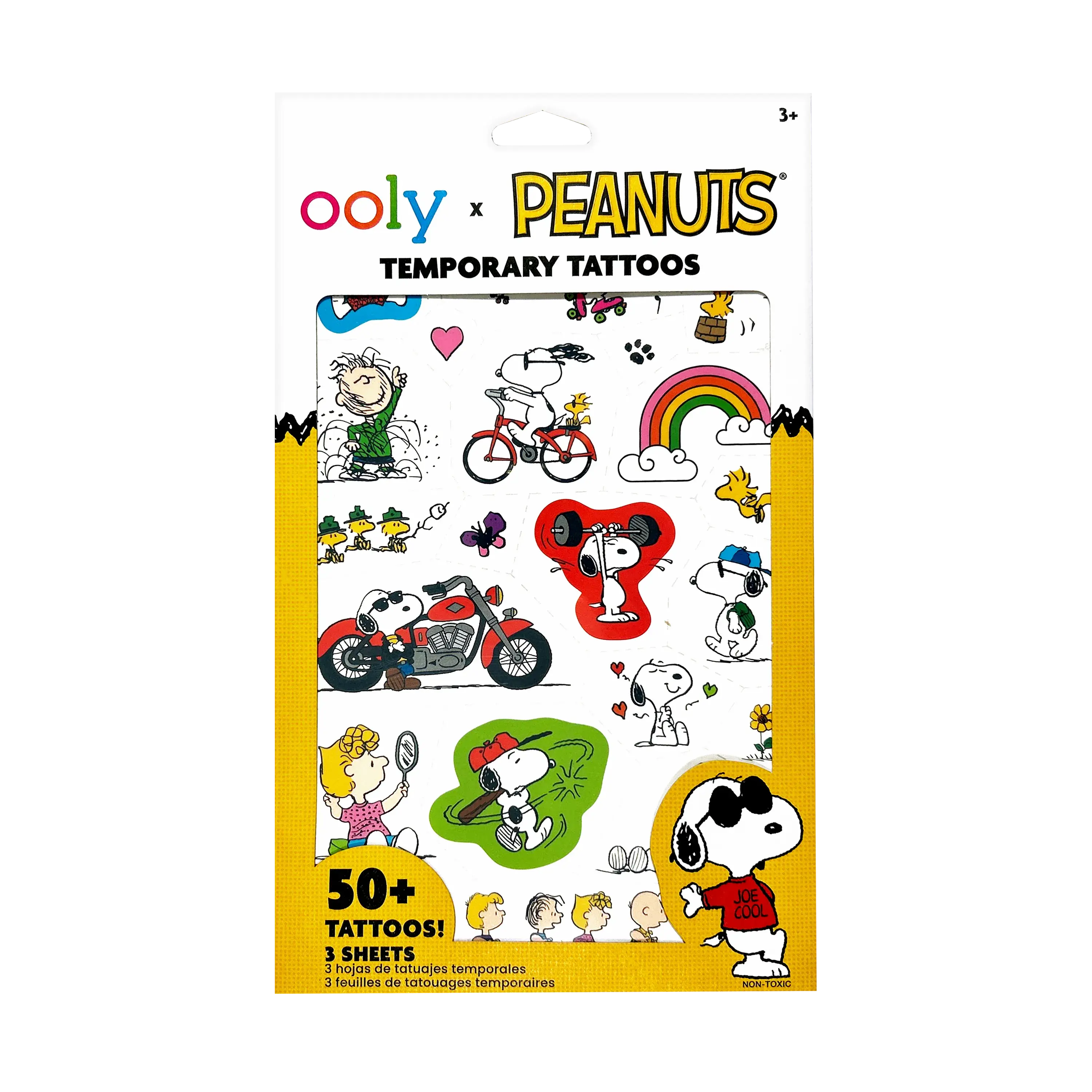 OOLY x Peanuts Temporary Tattoos - Easy to Apply, Removable, Funny Peanuts Gang Collectibles (50+ Tattoos), Non Toxic, Tattoo Art