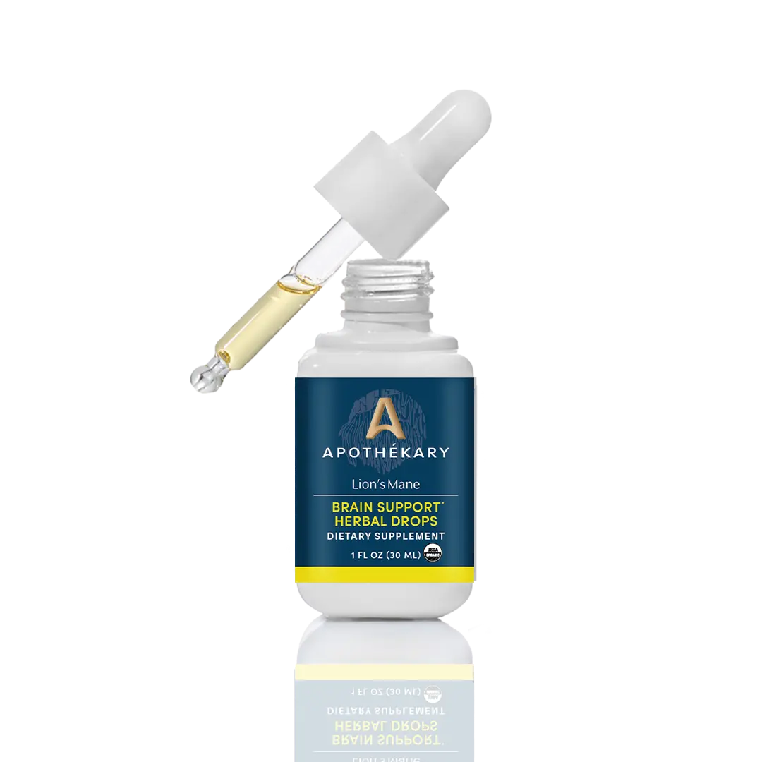 Apothékary Lion’s Mane Brain Support Herbal Drops - Concentrated Single-Herb Extract for Mental Clarity & Focus - Antioxidant Rich, Alcohol-Free, Certified Gluten-Free, Vegan & Cruelty-Free, Third Party Tested, Plant-Based, Made in the USA