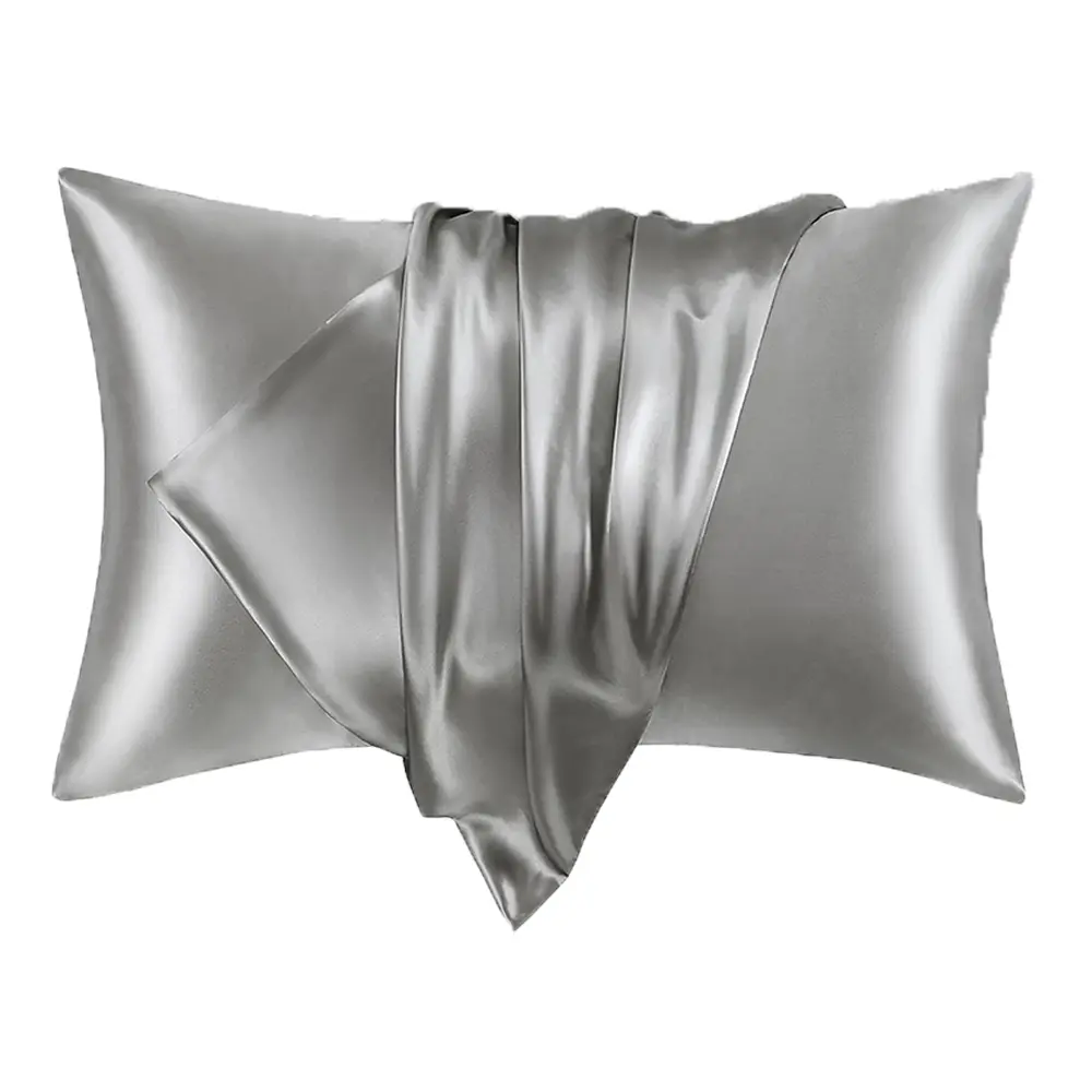 XAKING 2Pcs Silk-Like Satin Pillowcase - Solid Plain, Cooling, Soft, Skin-Friendly, Breathable, Minimalist, Envelope Closure, Fade Resistant, Machine Washable, Durable Bedding Accessory, Queen/King Size, Year-Round Use