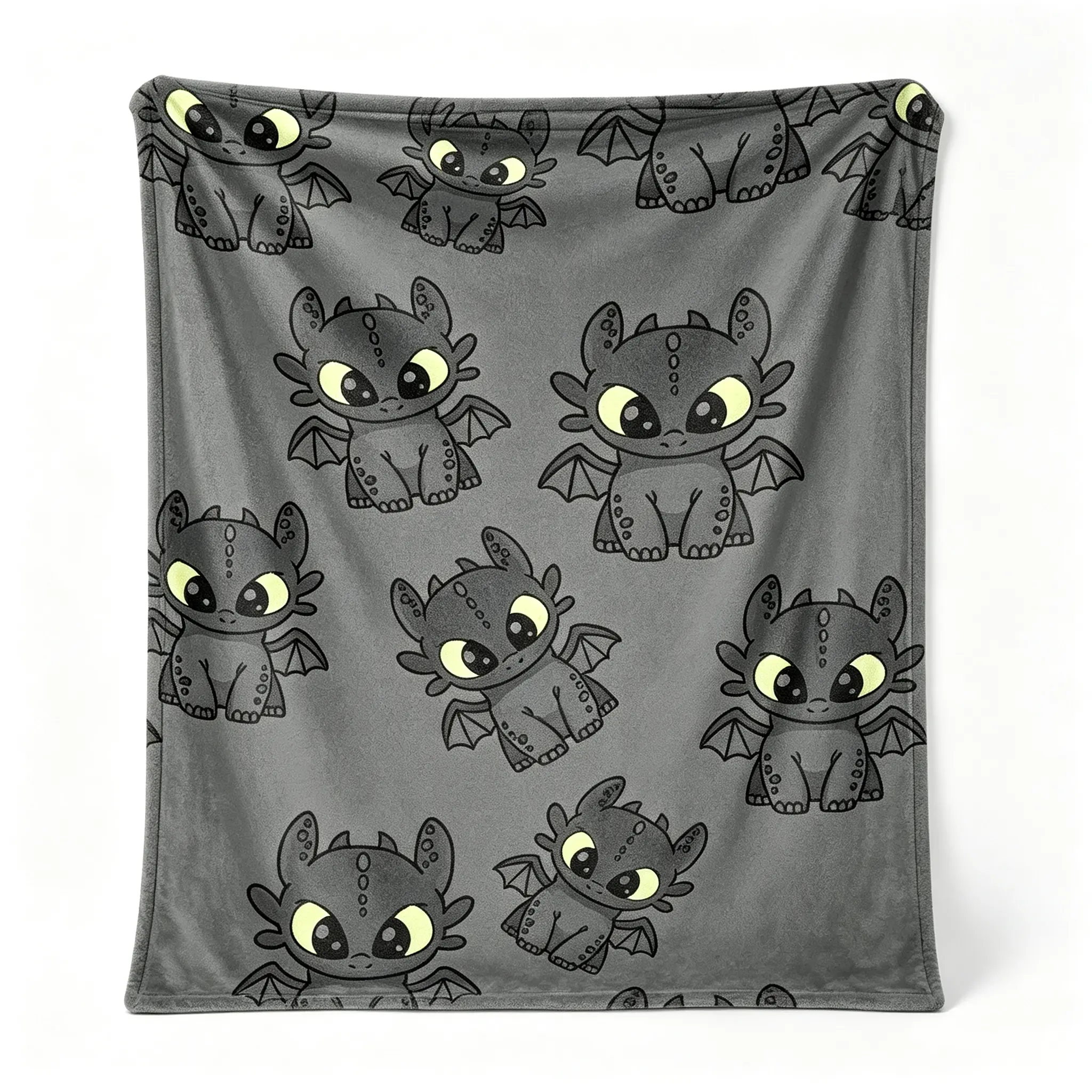 Toothless Dragon Print Flannel Blanket - Anti-Pilling Flannel Fabric Design Lightweight Flannel Blanket Super Soft Lightweight Cozy Yoga Blanket, 4 Sizes, for Bedroom Living Room Travel