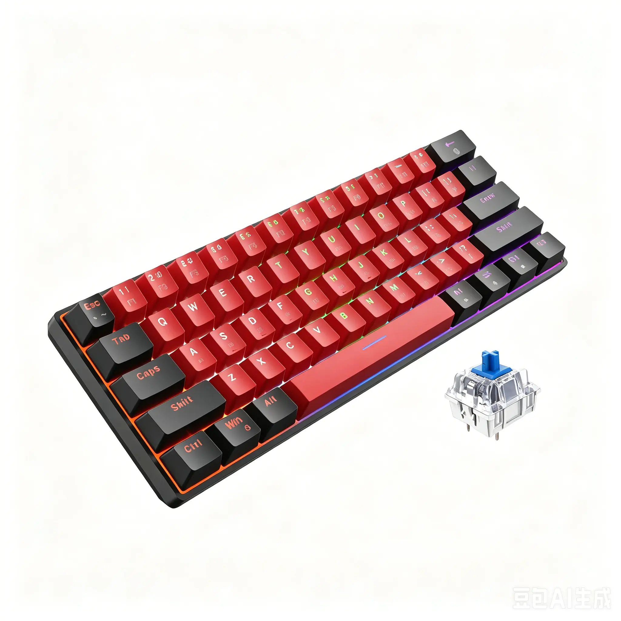 60% Mechanical Gaming creamy Keyboard, 61 Keys Compact Wired Keyboard with Blue Switches, rgb LED Backlit Mini Keyboard for Windows, Mac, Laptop PC, Ideal for Office & Gaming collection