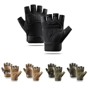 Adjustable Tactical Half Finger Gloves for Men Women Non-Slip Breathable Protective Gloves for Cycling Hiking Training Airsoft Outdoor Daily Use Workout Accessories