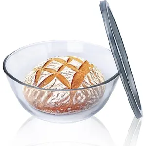 Large Glass Bowl for Sourdough Bread Making, 4.7 Quart Glass Mixing Bowl for Sourdough Bread with Lid, Clear Breads Proofing Bowl with Covers, Ideal for Kitchen, Storage Bakeware Fruit Transparent Smooth