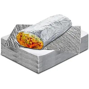 Insulation Sandwich Wrapping Paper Aluminum Foil Sheets - [50 Pack] - (14" x 10.3") - Aluminum Foil Sandwich Wrap Sheets For Sandwich Wraps, Burritos and BBQ Cookware Disposable