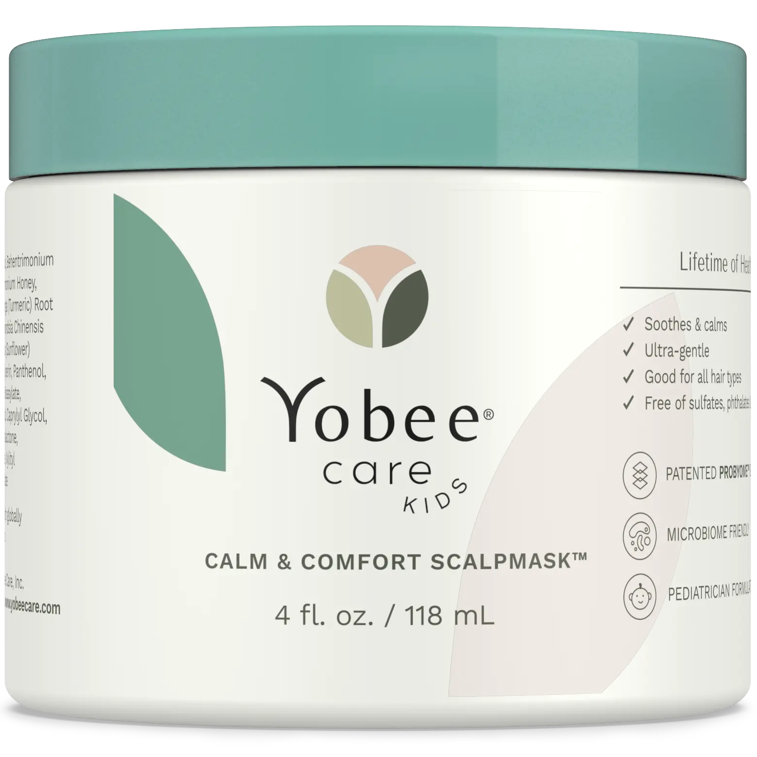 Yobee Calm & Comfort Scalp Mask for Kids -  Ultra-Gentle Formula with Probyome for Dry Itchy Scalp Relief & Hair Health - Probiotic infused - effective for conditions like cradle cap, baby acne and eczema - Free of sulfates, phthalates and parabens - 4 Oz