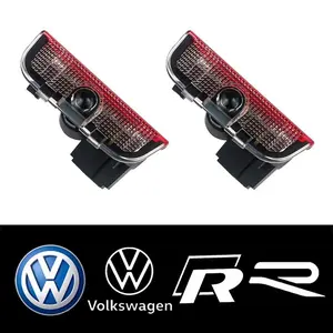 For Volkswagen VW R Line GTI Golf 5 6 7 Jetta Tiguan Passat B6 B7 B8 B9 CC Touran Touareg Eos Auto Accessories 2Pcs LED Car Door Welcome Lights Projector Lamp