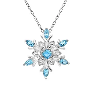 Amanda Rose Collection Sterling Silver Snowflake Pendant Necklace for Women or Girls made with SWAROVSLI CRYSTALS