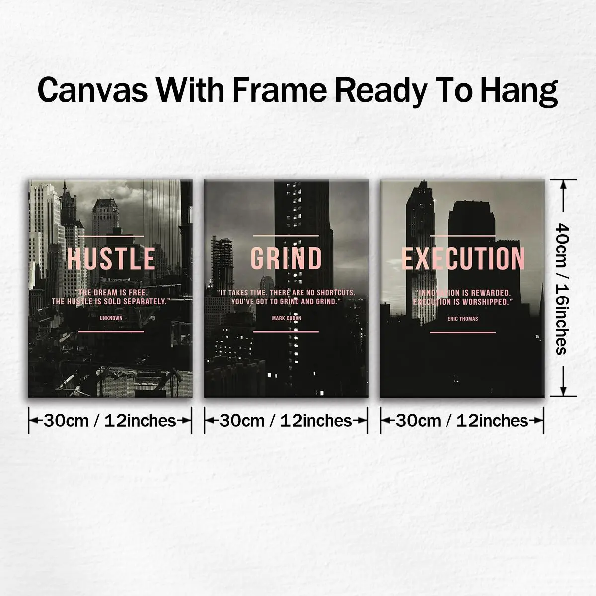 Wooden Framed Canvas Painting, 3 Counts/set Urban Inspirational Letter Decorative Painting, Modern Art Poster for Office Home Dormitory Dining Room Bar Wooden Framed Canvas Painting, 3 Counts/set Urban Inspirational Letter Decorative Painting, Modern Art Poster for Office Home Dormitory Dining Room Bar