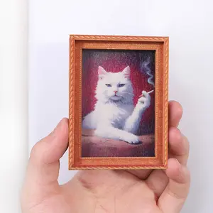 1PC Funny Cat Pattern Refrigerator Magnet, Fridge Magnet, Playful Mini Frame Design, Elegant Smoking Cat Theme, Great Holiday Gift Idea, Home Decor, Refrigerator Decorating Magnet