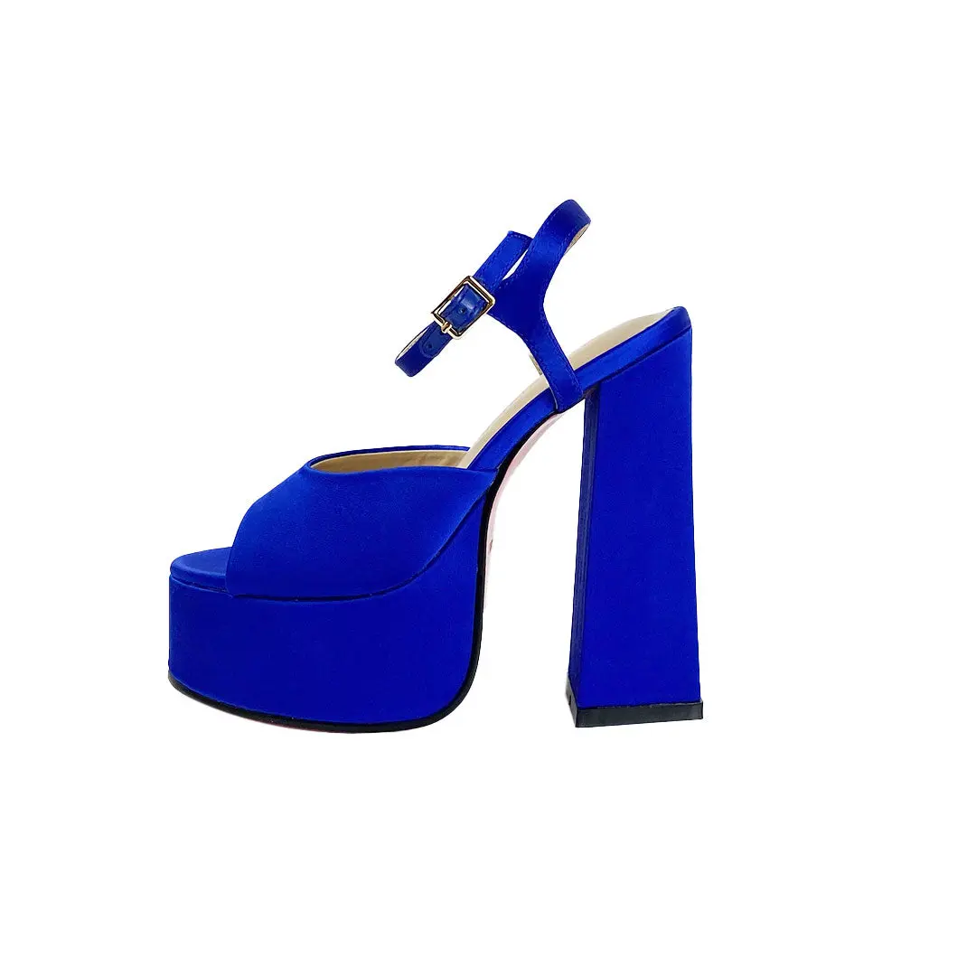 Madison Royal Blue Platform High Heels for Petite Feet
