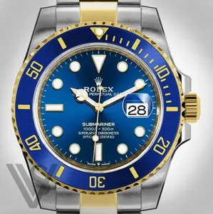 Rolex Steel and Gold "Bluesy" Submariner Date Watch - Blue Bezel - Blue Dial