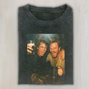 Funny Anakin & Obi-Wan Drinking Meme Tee, Retro Movie Parody Graphic Shirt, Viral Humor T-Shirt for Fans, Vintage Movie Graphic Tee, Unisex Cotton Crewneck T-Shirt Menswear Womenswear Streetwear Top