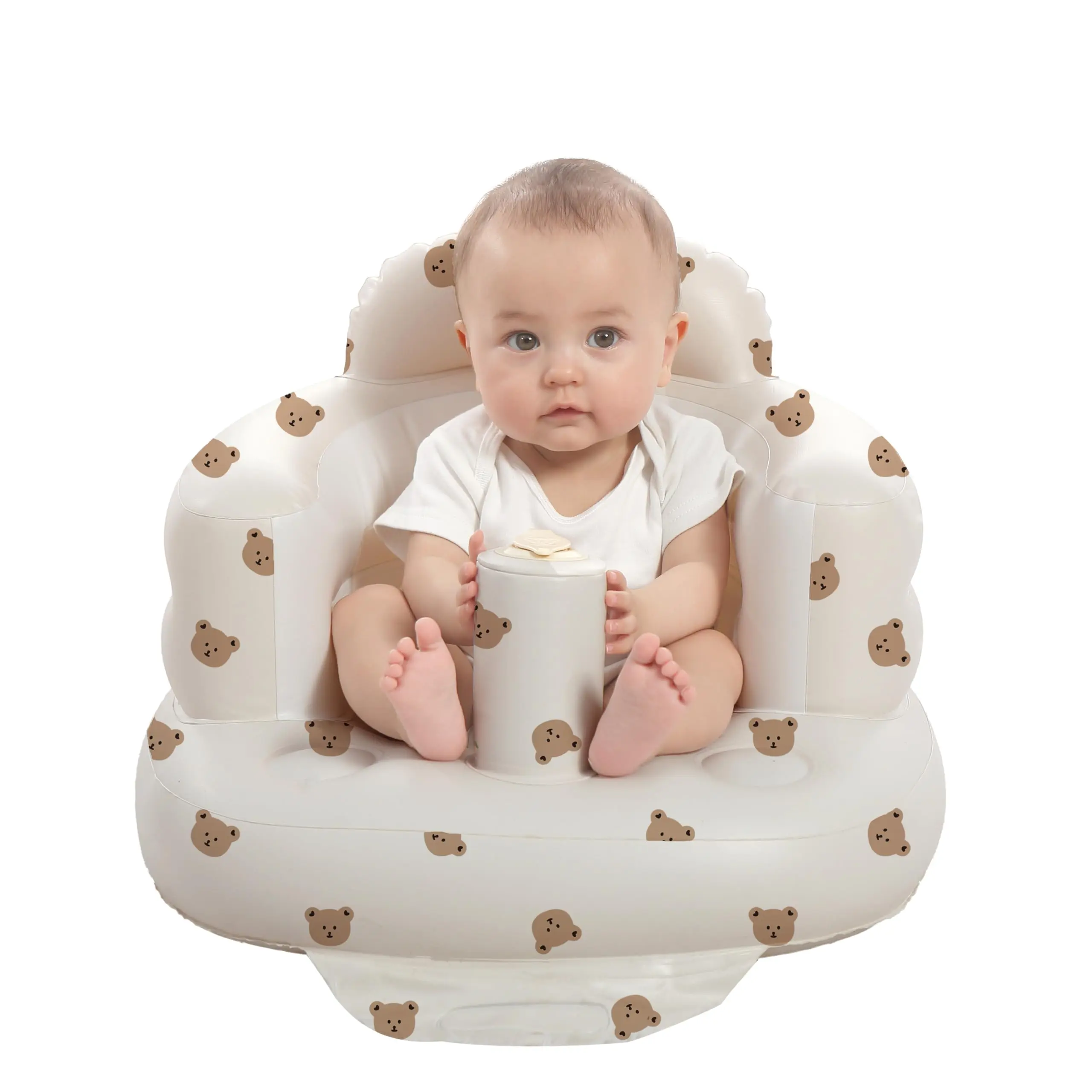 Inflatable Seat for Babies 3-36 Months, Built in Air Pump Baby Chair Sit Me up Floor Seat for Baby, Bumbo Seat for Learning to Sit, Feeding, Camping