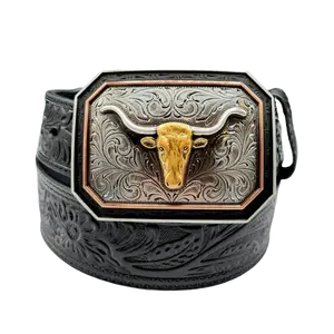 Ariat Men's Floral Embossed Skull Black Belt A1043201