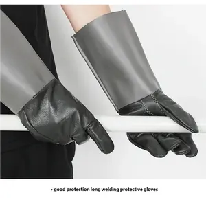 Qita11 Extended Full Leather Welding Gloves Durable Insulation High Temperature Resistant Puncture Proof Splash Proof Labor Protection Extended Coverage for Added Safety