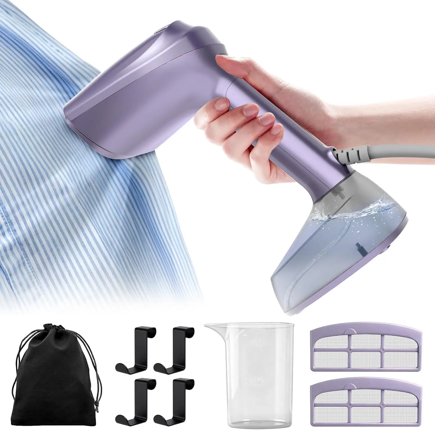 Portable Vacuum Steamer for Clothes, 3500Pa Suction Handheld Clothes Steamer,Equipped with multiple modes， Mini Portable Travel Steamers for Clothes, Steaming & Ironing 2 in 1，400ml Water Tank (for 110-120V)