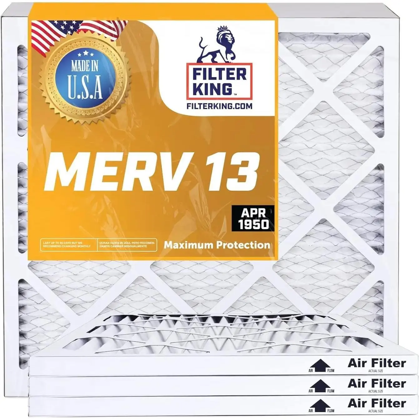 Filter King 12x12x1 Air Filter | 12-PACK | MERV 13 HVAC Pleated A/C Furnace Filters | MADE IN USA | Actual Size: 11.5 x 11.5 x .75"