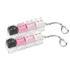 2 Pcs Keyboard Fidget Toy for Adult, Cute Cat Clicker Keyboard Fidget Keychain , Colorful 4-in-1 Loud Stress Relief Fidget Keyboard for Anxiety Decompression (Pink) summervibes