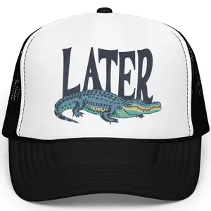 Later Gator Trucker Hat for Men & Women - Funny Alligator Hat - Unisex Everyday Foam Front Cap - Retro Graphic Quote Snapback - Dad Joke Hat