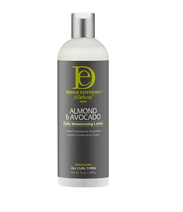 Design Essentials Natural Almond Oil & Avocado Oil Lightweight Daily Leave-In Lotion - 12 oz Unisex Haircare with Hydrating Botanical Repair Blend (Jojoba, Olive, Cocoa) for Natural Curls, Shiny Hair, Moisture, Frizz Control, Non-Toxic Refresh (Liquid)