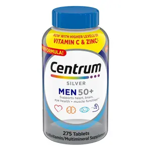 Centrum, Silver Men 50 Plus Multivitamins, Immune Function 275 Tablets, Non-GMO & Gluten Free Healthcare Supplement Edible Fitness