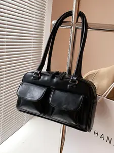 Women's Elegant PU Leather Shoulder Clutch, Minimalist Large Capacity Trendy, Chic All-match Shoulder Bag for Daily Use, Elegant Commuter Bag, Commuter Purse