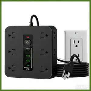 16-in-1 Power Strip with Switch & Surge Protection, Multifunctional Power Strip with 12AC Outlets & 2 USB & 2 Type-C, USB Ports Socket for Office, Home and Travel, Wall Outlet Extender,Power Socket Expander mothersdaygift  SummerVibes