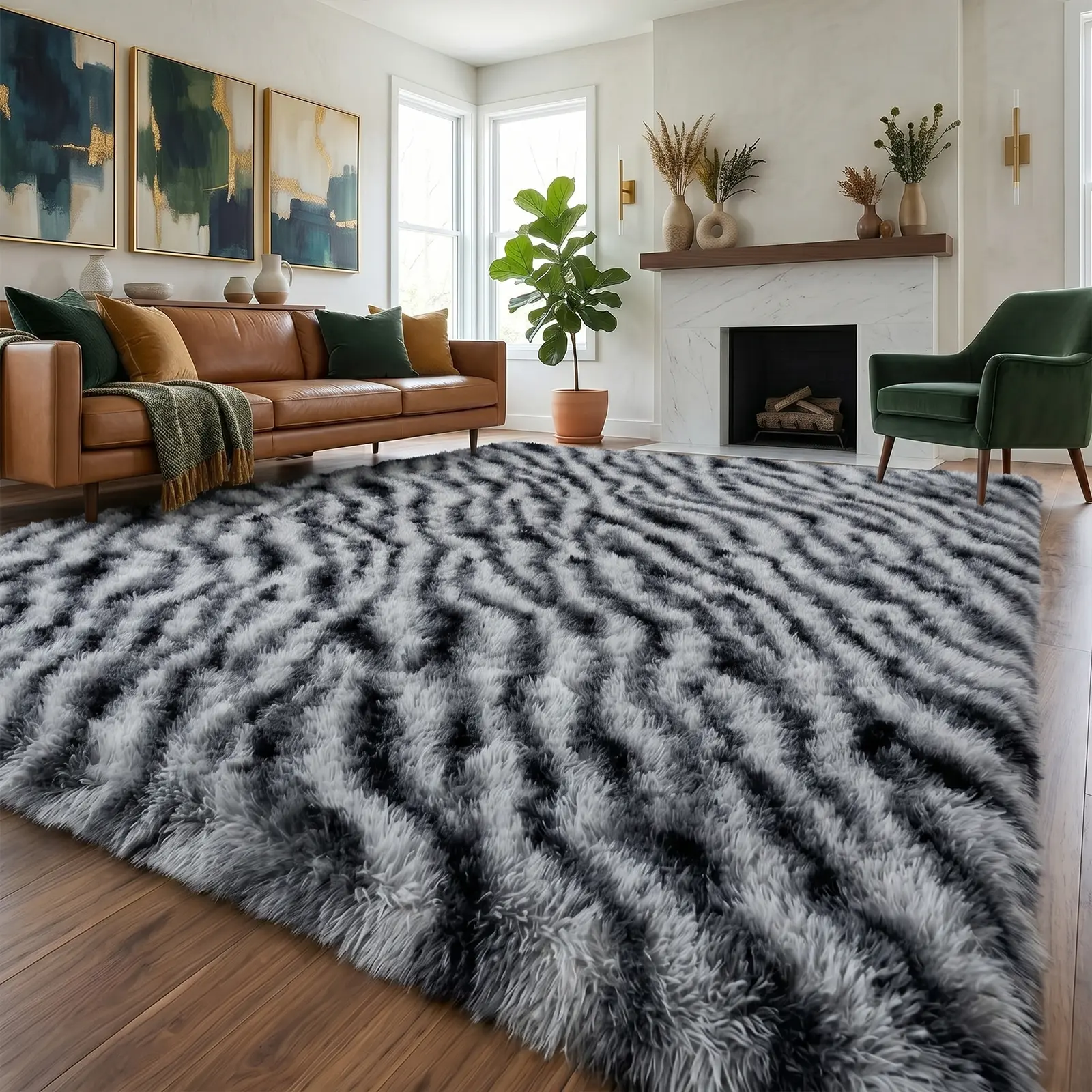 Fluffy Shaggy Area Rug Ultra Soft Carpet for Living Room Bedroom, Cozy Non-Slip Living Room Rug Home Decor