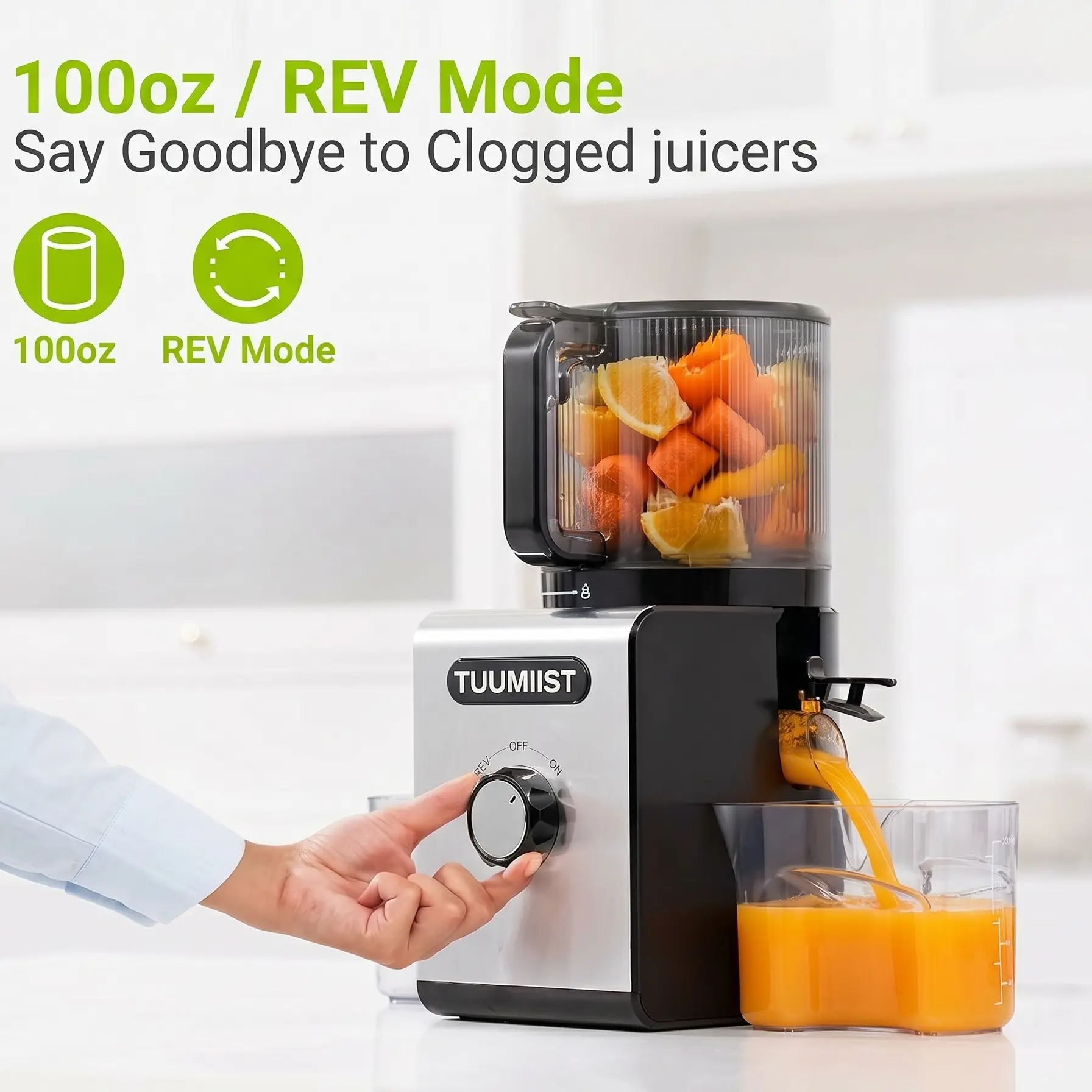 TUUMIIST Masticating Juicers,Cold Press Juicer Machines – 6.5'' Large Feed Chute for Whole Fruits & Vegetables, High Juice Yield, Easy To Clean,SummerVibes