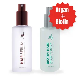 Hair Growth & Hair Repair Bundle - Contails the Argan Oil Hair Serum & Biotin Hair Growth Oil Serum - Strengthening, Thickening, Shine & Hydration – Aloe Vera, Vitamin E, Argan Oil – 2 Pack (2 fl oz Each)