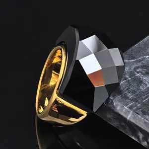 Women's Ring, Gold-Plated, Stainless Steel, Black, White, Green, Red, Blue, Colorful, Rainbow Color, LGBT Proud RINGS, Birthday Gift