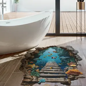 Creative Sea World Pattern Floor Sticker, Self Adhesive Floor Decal, Decorative Sticker for Home Living Room Bedroom Study Room, Ornaments